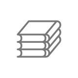 Livros, linha de códigos ícone da lei ilustração stock Livros, linha de códigos ícone da lei ilustração stock