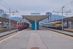 Ljubljana station with trains royalty free stock photos Ljubljana station with trains royalty free stock photos