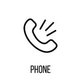Llame por teléfono al icono o al logotipo en la línea estilo moderna Outl negro de alta calidad stock de ilustración Llame por teléfono al icono o al logotipo en la línea estilo moderna Outl negro de alta calidad stock de ilustración