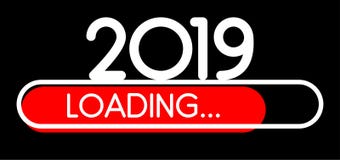 Loading 2019 New Year red creative festive banner. royalty free illustration Loading 2019 New Year red creative festive banner. royalty free illustration