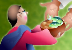 Loaves And Fishes Royalty Free Stock Photos Loaves And Fishes Royalty Free Stock Photos