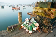 Lobster traps and buoys