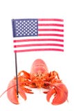 Lobster With American Flag Stock Photo