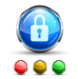 Locked Cristal Glossy Button Stock Photo Locked Cristal Glossy Button Stock Photo