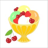 Lody pi?ki z r??nymi polewami, smaki i owoc r?wnie? zwr?ci? corel ilustracji wektora ilustracji Lody pi?ki z r??nymi polewami, smaki i owoc r?wnie? zwr?ci? corel ilustracji wektora ilustracji