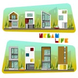 Loge la collection, la maison moderne et la communauté illustration libre de droits Loge la collection, la maison moderne et la communauté illustration libre de droits