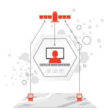Logistics icons. Hexagon Abstract vector background. Telematics systems. Communication. Red grey flat icons Stock Photos Logistics icons. Hexagon Abstract vector background. Telematics systems. Communication. Red grey flat icons Stock Photos