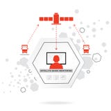 Logistics icons. Hexagon Abstract vector background. Telematics systems. Communication. Red grey flat icons Royalty Free Stock Photo Logistics icons. Hexagon Abstract vector background. Telematics systems. Communication. Red grey flat icons Royalty Free Stock Photo