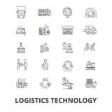 Logistiektechnologie, vervoer, leveringsketen, leveringssysteem, pakhuis, de pictogrammen van de ladingslijn Editableslagen vlak stock illustratie Logistiektechnologie, vervoer, leveringsketen, leveringssysteem, pakhuis, de pictogrammen van de ladingslijn Editableslagen vlak stock illustratie