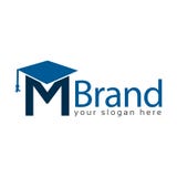 Graduation logo stock, Letter M, Education logo stock illustration Graduation logo stock, Letter M, Education logo stock illustration