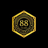 Logo Badge Anniversary Black och guld 88 år stock illustrationer Logo Badge Anniversary Black och guld 88 år stock illustrationer