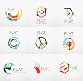 Logo collection - abstract minimalistic linear flat design. Business hi-tech geometric symbols, multicolored segments royalty free illustration Logo collection - abstract minimalistic linear flat design. Business hi-tech geometric symbols, multicolored segments royalty free illustration