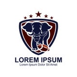 Logo d'emblème du football d'éléphant illustration libre de droits Logo d'emblème du football d'éléphant illustration libre de droits