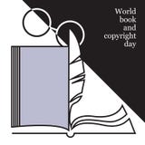 Logo del giorno di libro e di copyright di mondo illustrazione di stock Logo del giorno di libro e di copyright di mondo illustrazione di stock
