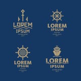 Logo del mare Emblema dell'estratto della nave illustrazione di stock Logo del mare Emblema dell'estratto della nave illustrazione di stock