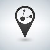 Logo del puntatore della mappa con il collegamento della parte dentro illustrazione di stock Logo del puntatore della mappa con il collegamento della parte dentro illustrazione di stock