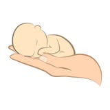 Logo della mano e del bambino e del bambino illustrazione di stock Logo della mano e del bambino e del bambino illustrazione di stock