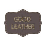 Logo en cuir Étiquette avec le bon cuir de mots Points de vue et de lettrage Photos stock Logo en cuir Étiquette avec le bon cuir de mots Points de vue et de lettrage Photos stock