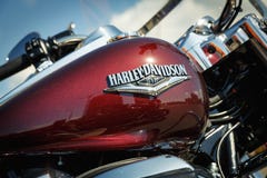 Logo of Harley Davidson motorcycles on a fuel tank Stock Photos Logo of Harley Davidson motorcycles on a fuel tank Stock Photos