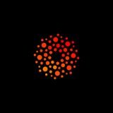 Logo orange abstrait d'isolement de couleur de forme ronde, logotype stylisé pointillé du soleil sur l'illustration noire de vect illustration de vecteur Logo orange abstrait d'isolement de couleur de forme ronde, logotype stylisé pointillé du soleil sur l'illustration noire de vect illustration de vecteur