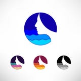 Logo stabilito di vettore dell'icona del cerchio La femmina pensa il mare royalty illustrazione gratis Logo stabilito di vettore dell'icona del cerchio La femmina pensa il mare royalty illustrazione gratis