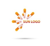 Logoen f?r solilustrationvektorn, den isolerade symbolen, t?nder i vit bakgrund stock illustrationer Logoen f?r solilustrationvektorn, den isolerade symbolen, t?nder i vit bakgrund stock illustrationer