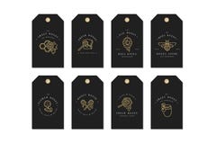 Logos d'illustartion d'ensemble de vecteur et calibres ou insignes de conception Labels et étiquettes organiques et d'eco de miel illustration stock Logos d'illustartion d'ensemble de vecteur et calibres ou insignes de conception Labels et étiquettes organiques et d'eco de miel illustration stock