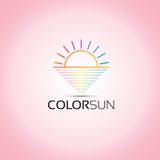 Logotipo coloreado mar del vector de Sun stock de ilustración Logotipo coloreado mar del vector de Sun stock de ilustración