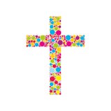Logotipo da igreja A cruz consiste em elementos coloridos ilustração stock Logotipo da igreja A cruz consiste em elementos coloridos ilustração stock
