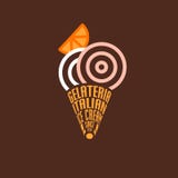 Logotipo de Gelateria Emblema italiano do gelado Composição da tipografia como colheres do cone e da cor do waffle ilustração royalty free Logotipo de Gelateria Emblema italiano do gelado Composição da tipografia como colheres do cone e da cor do waffle ilustração royalty free