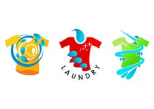 Logotipo del lavadero, símbolo limpio, diseño de concepto del servicio stock de ilustración Logotipo del lavadero, símbolo limpio, diseño de concepto del servicio stock de ilustración