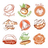 Logotipo del restaurante de las bolas de masa hervida y emblema orientales del gráfico ilustración del vector Logotipo del restaurante de las bolas de masa hervida y emblema orientales del gráfico ilustración del vector