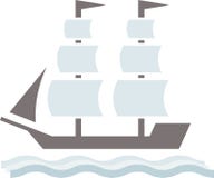 Logotipo del vector de la nave de transporte en el fondo blanco stock de ilustración Logotipo del vector de la nave de transporte en el fondo blanco stock de ilustración