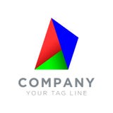 logotipo do cone 3d com 3 cores diferentes ilustração do vetor logotipo do cone 3d com 3 cores diferentes ilustração do vetor