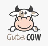 Logotipo do vetor da vaca de sorriso engraçada dos desenhos animados do ?ute Molde cômico moderno do logotipo com imagem do touro ilustração do vetor Logotipo do vetor da vaca de sorriso engraçada dos desenhos animados do ?ute Molde cômico moderno do logotipo com imagem do touro ilustração do vetor