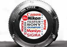 Logotipos e tipos dos fabricantes da câmera Foto de Stock Logotipos e tipos dos fabricantes da câmera Foto de Stock