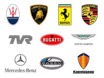 Logotipos lujosos de los productores de los coches deportivos ilustración del vector Logotipos lujosos de los productores de los coches deportivos ilustración del vector