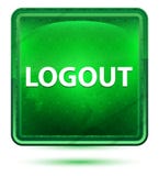 Logout Neonowy Jasnozielony Kwadratowy guzik ilustracja wektor Logout Neonowy Jasnozielony Kwadratowy guzik ilustracja wektor