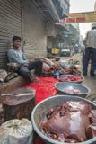 Lokal slaktare i Delhi, Indien fotografering för bildbyråer Lokal slaktare i Delhi, Indien fotografering för bildbyråer