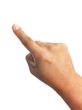 Lokalisierte Hand, die oben in weißen Hintergrund zeigt lizenzfreies stockfoto Lokalisierte Hand, die oben in weißen Hintergrund zeigt lizenzfreies stockfoto