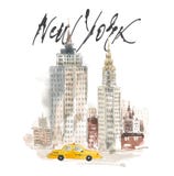 Lokalisierte Handzeichnungsillustration New York Aquarellkonzept vektor abbildung Lokalisierte Handzeichnungsillustration New York Aquarellkonzept vektor abbildung