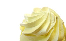 Lokalisierte Spitze des Sahnegelbs, Schlagsahne, Sahnekuchen stockfotografie Lokalisierte Spitze des Sahnegelbs, Schlagsahne, Sahnekuchen stockfotografie