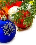 Lokalisiertes Bild Nahaufnahme vieler Weihnachtsdekorationen lizenzfreies stockfoto Lokalisiertes Bild Nahaufnahme vieler Weihnachtsdekorationen lizenzfreies stockfoto