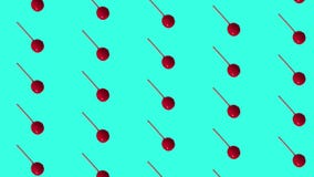Lollipop sucker candy, rotation animation on color background. Pop art style
