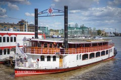 LONDON, UK - AUGUST 22 : The Elizabethan moored on the River Thames in London on August 22, 2014 stock photo LONDON, UK - AUGUST 22 : The Elizabethan moored on the River Thames in London on August 22, 2014 stock photo