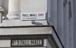 London, United Kingdom, February 7th 2019, Sign for Pall Mall royalty free stock photos London, United Kingdom, February 7th 2019, Sign for Pall Mall royalty free stock photos