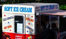 Ice Cream and Hot dog stand London royalty free stock photo Ice Cream and Hot dog stand London royalty free stock photo