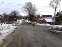 Lonely man on an empty road in winter or spring royalty free stock images Lonely man on an empty road in winter or spring royalty free stock images