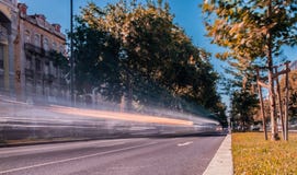 long exposure photo taken in Avenida da República, Lisbon with moving vehicles and some greenery date 2 July 2019 royalty free stock images long exposure photo taken in Avenida da República, Lisbon with moving vehicles and some greenery date 2 July 2019 royalty free stock images