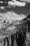 Long`s Peak, Rocky Mountains, Colorado in black and white stock photography Long`s Peak, Rocky Mountains, Colorado in black and white stock photography